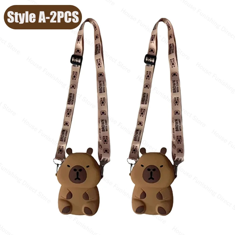 2025 New Cartoon Capybara Silicone Crossbody Bag for Summer Kapibala Small Cute Stylish Shoulder Crossbody Bag Storage Bag