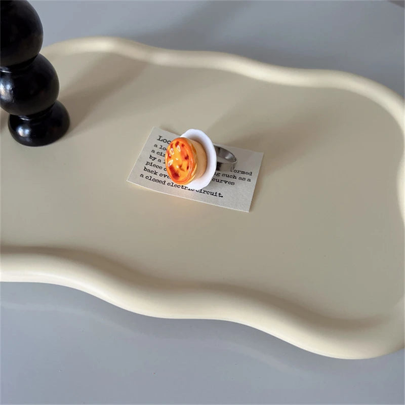 Cute Y2K Cartoon Ice Cream Cherry Fruit Strawberry Cake Chunky Ring Girls Fashion Vintage Aesthetic Charm Jewelry Accessories