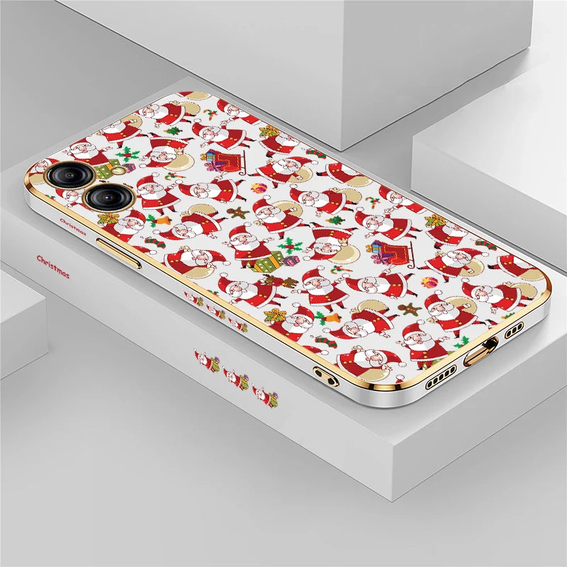 Christmas Deer Printed Phone Case For Samsung Galaxy A06 A03 Core A03S A04 A04S A05 A05S A02 A02S Plating Silicone Cover