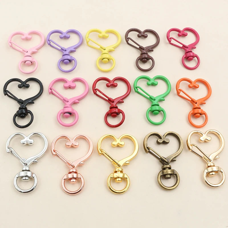 10pcs 35x24mm Heart Snap Hook Trigger Lobaster Clasp Clips Buckles For Keychain DIY Jewelry Making Accessories Findings