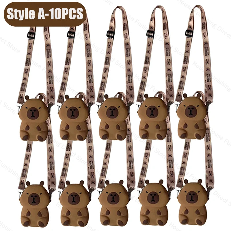 2025 New Cartoon Capybara Silicone Crossbody Bag for Summer Kapibala Small Cute Stylish Shoulder Crossbody Bag Storage Bag