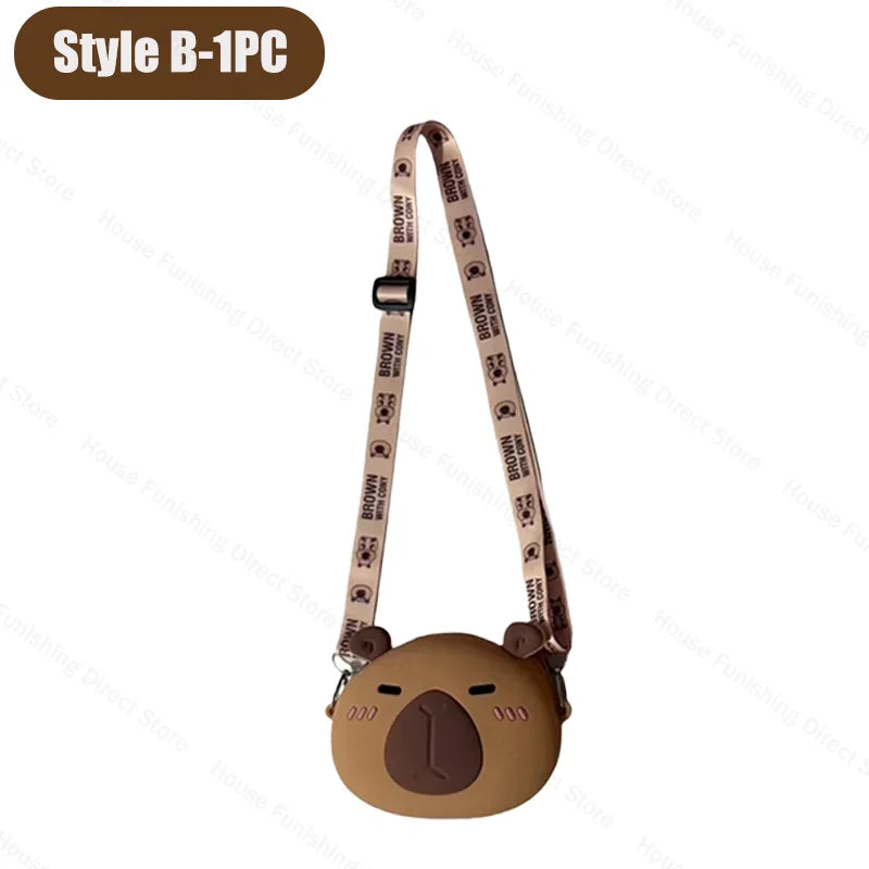 2025 New Cartoon Capybara Silicone Crossbody Bag for Summer Kapibala Small Cute Stylish Shoulder Crossbody Bag Storage Bag