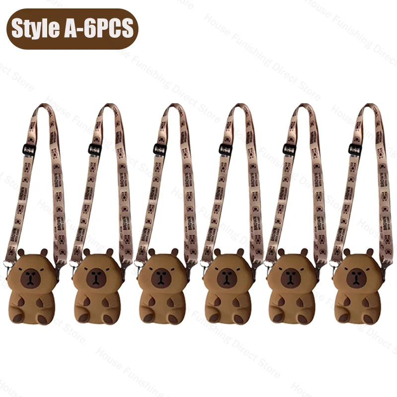 2025 New Cartoon Capybara Silicone Crossbody Bag for Summer Kapibala Small Cute Stylish Shoulder Crossbody Bag Storage Bag