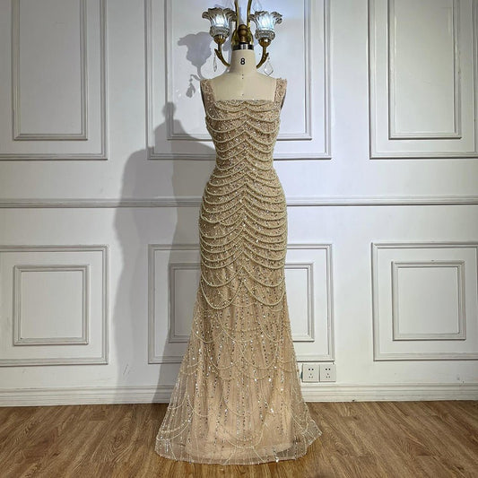 Nude Elegant Sling Light Luxury High - end Pearl Beaded Dress - StoreTokTikNude Elegant Sling Light Luxury High - end Pearl Beaded Dress