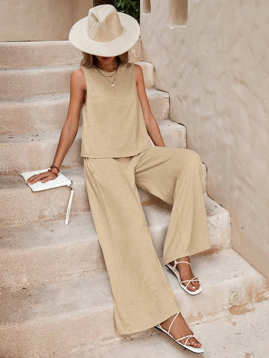 Solid Color Casual Loose Pants Sets For Women Elegant Spring Summer Women's Two Pieces Suit Full Trouser Set Female Outfit Clothes - StoreTokTikSolid Color Casual Loose Pants Sets For Women Elegant Spring Summer Women's Two Pieces Suit Full Trouser Set Female Outfit Clothes