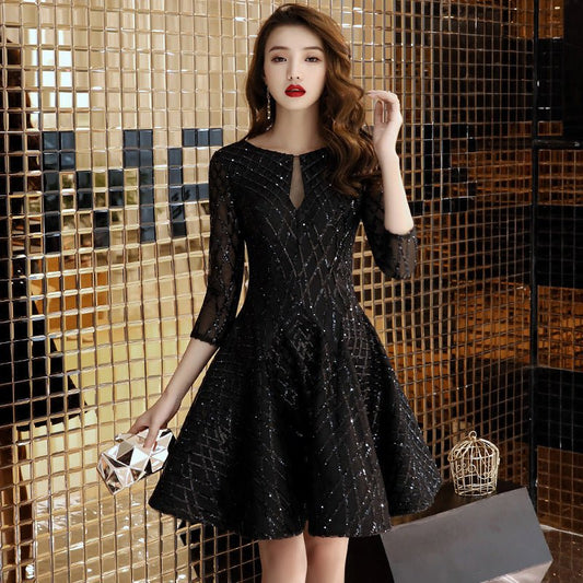 Women's Black Dinner Party Cocktail Party Birthday Party Dress Small Dress Short Socialite - StoreTokTikWomen's Black Dinner Party Cocktail Party Birthday Party Dress Small Dress Short Socialite