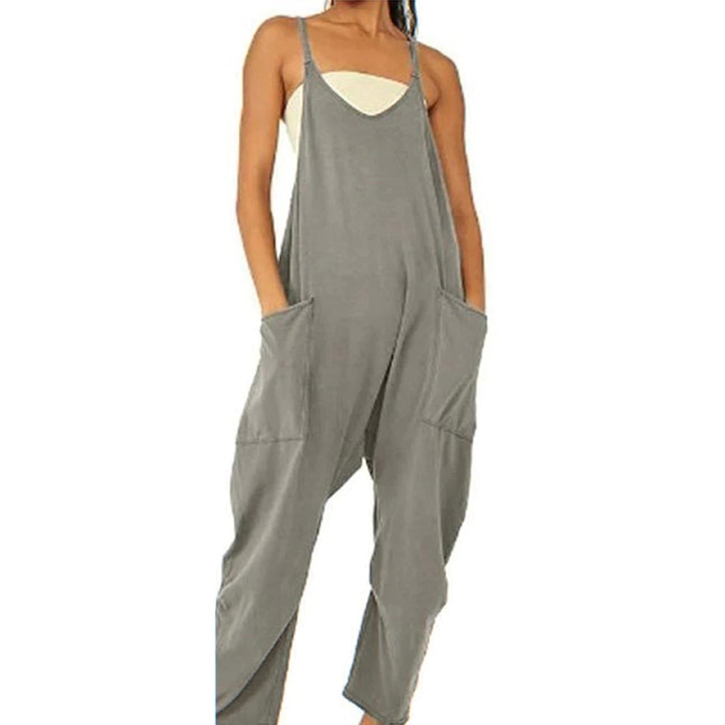 Women's Pocket Spaghetti Straps Knitted One - piece Trousers - StoreTokTikWomen's Pocket Spaghetti Straps Knitted One - piece Trousers
