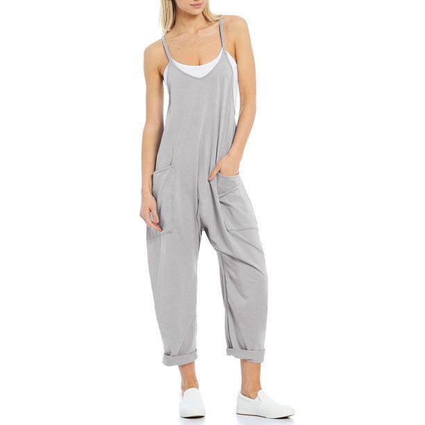 Women's Pocket Spaghetti Straps Knitted One - piece Trousers - StoreTokTikWomen's Pocket Spaghetti Straps Knitted One - piece Trousers