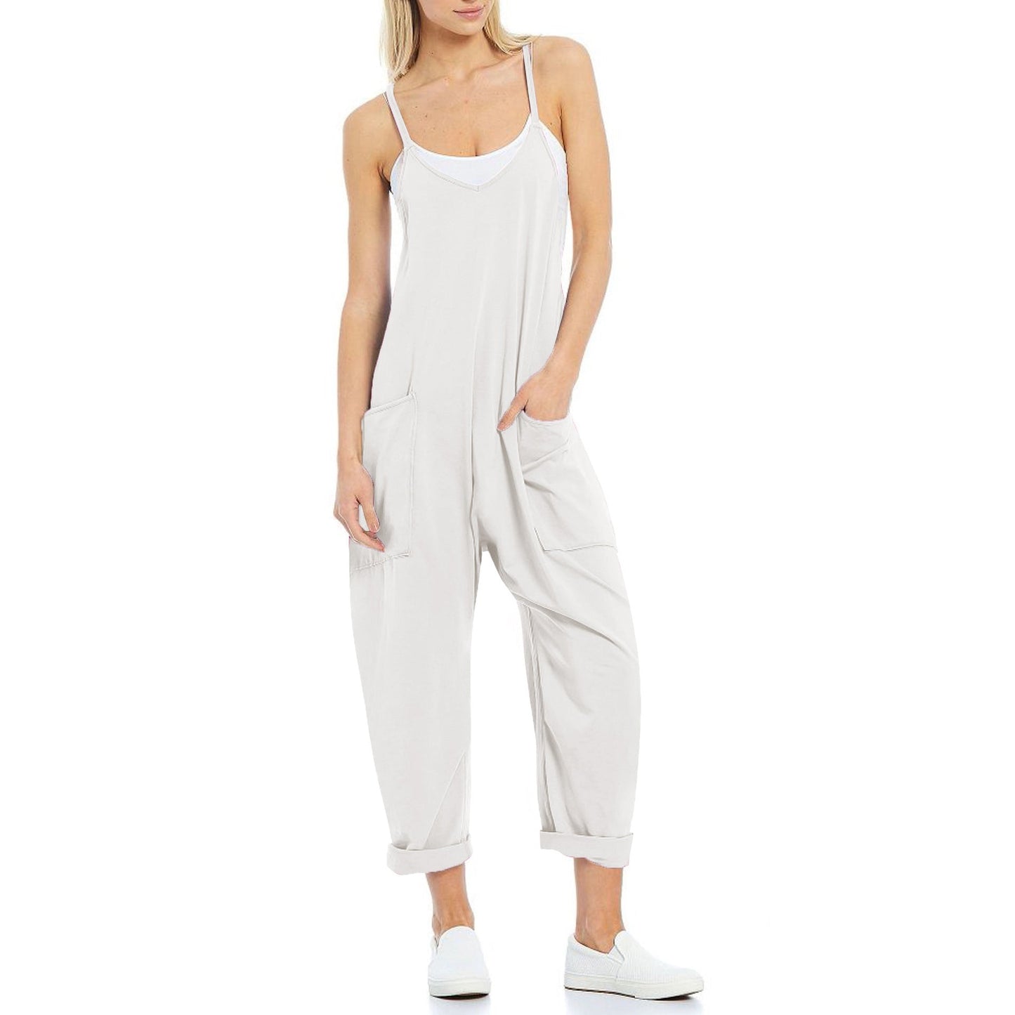 Women's Pocket Spaghetti Straps Knitted One - piece Trousers - StoreTokTikWomen's Pocket Spaghetti Straps Knitted One - piece Trousers