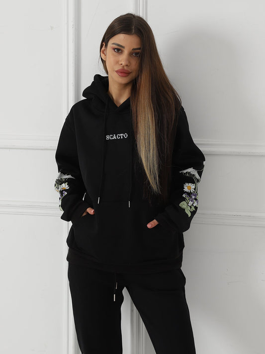 Women's Solid Color Floral Long Sleeved Sweatshirt - StoreTokTikWomen's Solid Color Floral Long Sleeved Sweatshirt